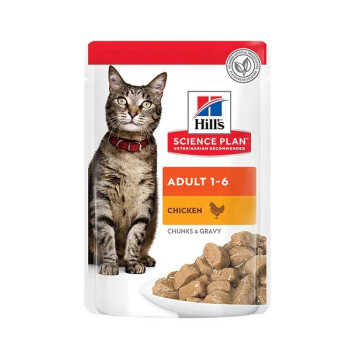 Hill's Science Plan Adult Wet Cat Food Chicken Pouches, 12 pack x 85g Each