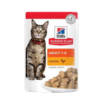 Hill's Science Plan Adult Wet Cat Food Chicken Pouches, 12 pack x 85g Each