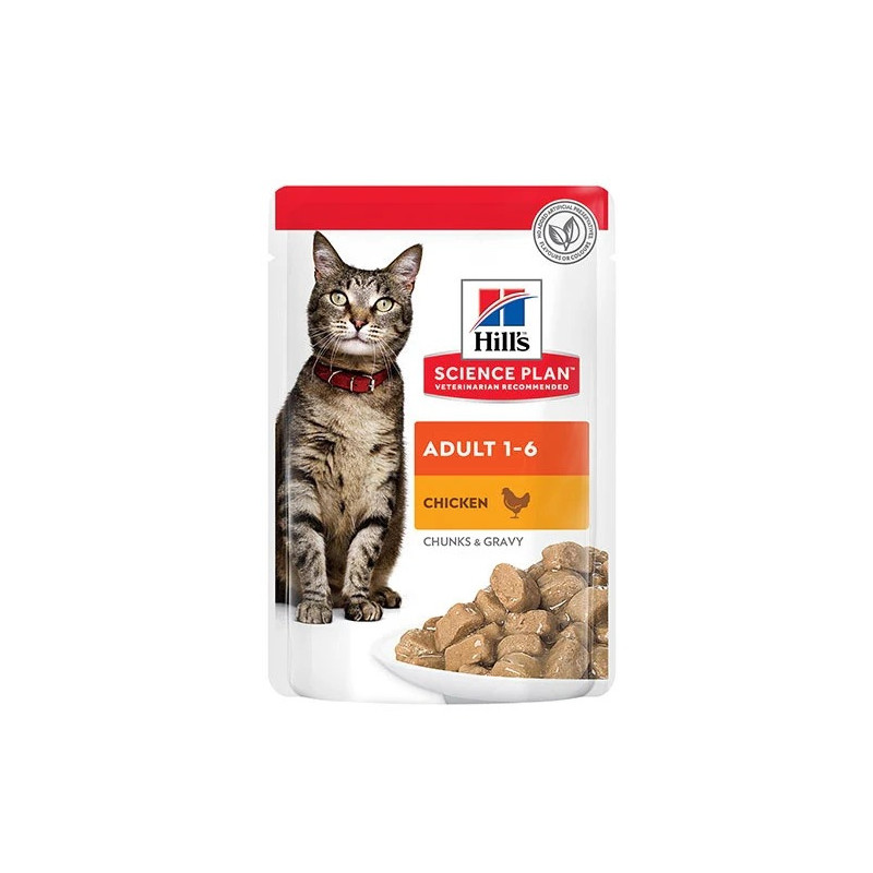 Hill's Science Plan Adult Wet Cat Food Chicken Pouches, 12 pack x 85g Each