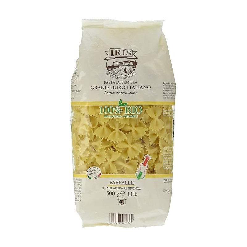 Iris Organic Durum Wheat Pasta, Farfalle, 500 Gram