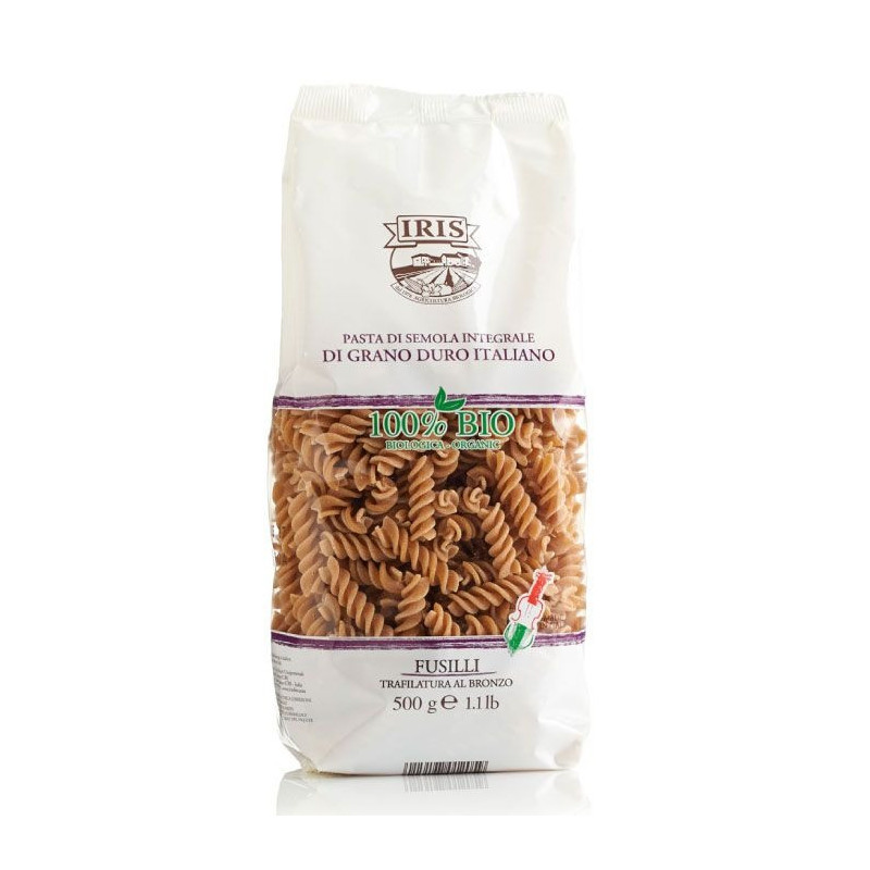 Iris Organic Durum Whole Wheat Pasta, Fusilli, 500 G