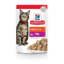Hill's Science Plan Adult Wet Cat Food Beef Pouches, 12 pack x 85g