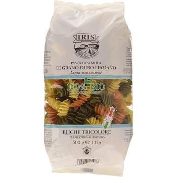 Iris Organic Wheat Pasta Eliche Tricolore Semolina, 500 G