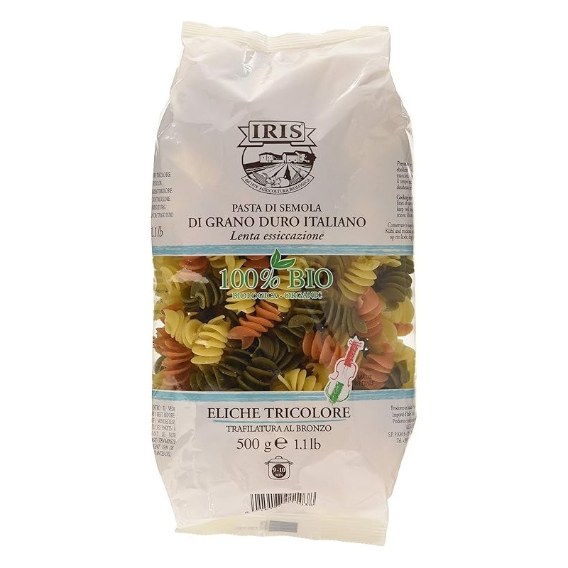 Iris Organic Wheat Pasta Eliche Tricolore Semolina, 500 G
