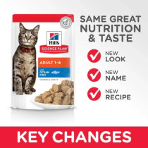 Hill's Science Plan Adult Wet Cat Food Ocean Fish Pouches, 12 pack x 85g Each
