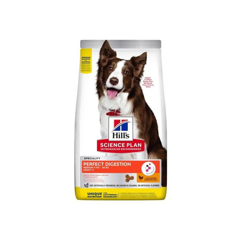 Hill's Science Plan Perfect Digestion Chicken And Brown Rice Medium Adult Dog Food, 14kg