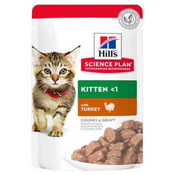 Hill's Science Plan Feline Kitten Wet Food Turkey Pouches, 12 pack , 85g Each