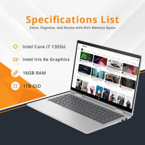 Hp Envy X360 14-ES0033DX 2 In 1 Laptop, Intel Core i7-1355U,16GB DDR4 RAM, 1TB SSD 14 Inch FHD IPS Touch Display, Intel Iris Xe Graphics, Windows 11, English Keyboard, Silver