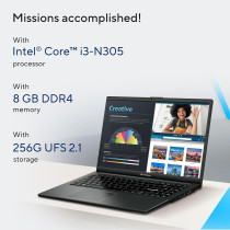 Asus Vivobook Go 15 E1504GA-NJ084W, Slim Laptop, I3-N305 8GB, 256G UFS 2.1 SSD, Intel Uma, Windows 11 Home, 15.6-Inch, HD Webcam, Chiclet-Eng-Arb-Kb, Silver