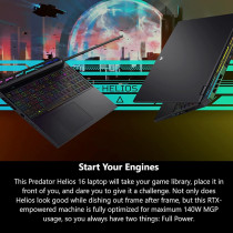 Acer Predator Helios 16 Gaming Laptop, 13Th Gen Intel Core i7-13700HX, Nvidia GeForce RTX 4060, 16 Inch 2560 x 1600 165Hz G-Sync Display, 16GB DDR5, 1TB Gen 4 SSD, Killer Wi-Fi 6E, PH16-71-74UU, Black