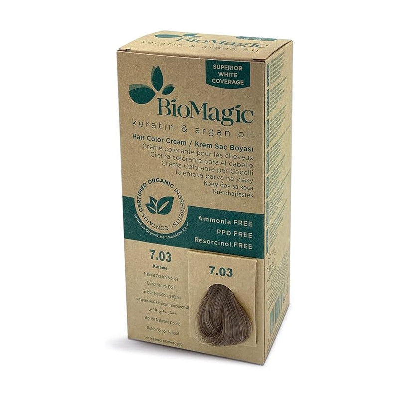 Biomagic Hair Colour Cream 7/03 Natural Golden Blonde, 60Ml