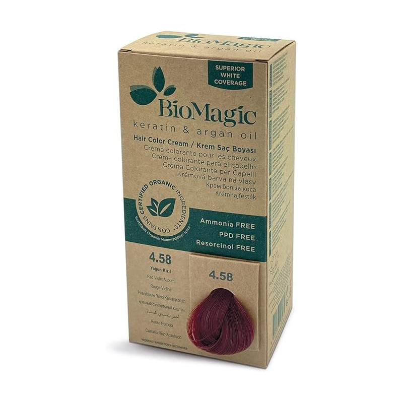 Biomagic Hair Colour Cream 4/58 Red Violet, 60Ml