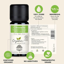 Aroma Tierra Organic Citronella Essential Oil, 100 Percentage Pure Natural, 10Ml