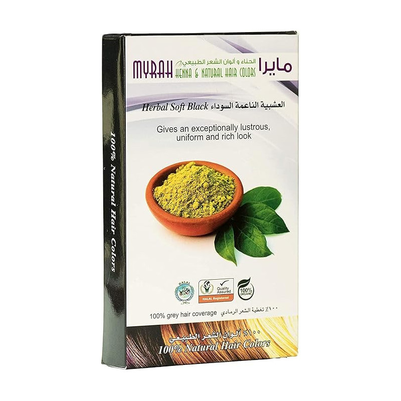 Myrah Herbal Soft Black Hair Color, 100G