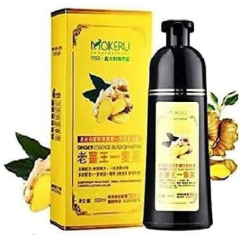 Mokeru Hair Dyeing Shampoo With Ginger Essence, Black, 500Ml