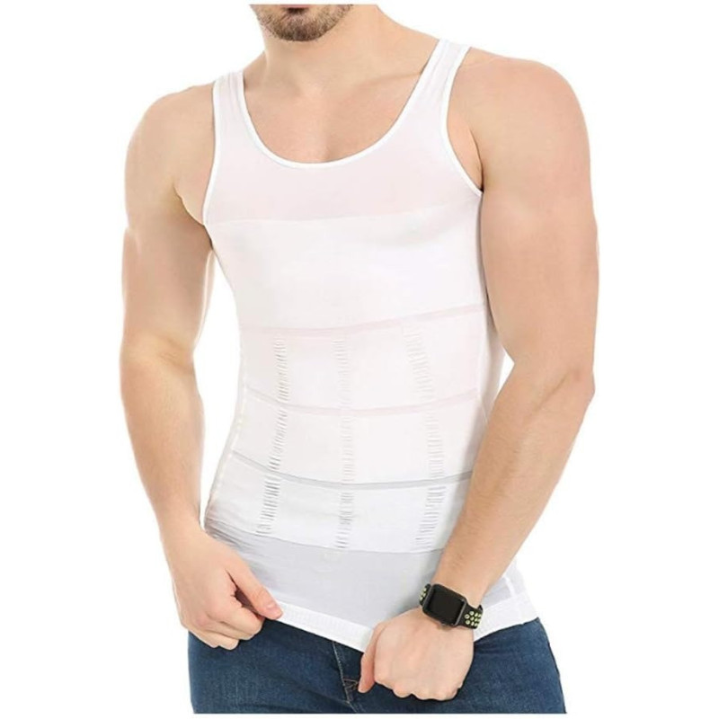 Otherh Men'S Slimming Body Shaper Vest, White, L
