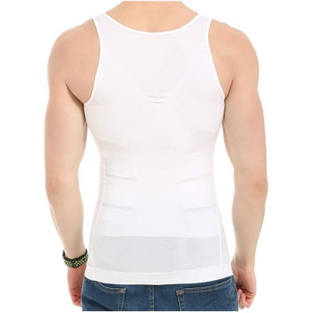 Otherh Men'S Slimming Body Shaper Vest, White, L