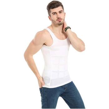 Otherh Men'S Slimming Body Shaper Vest, White, L