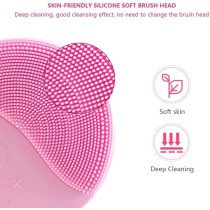 Ultrasonic Silicone Face Cleansing Brush, Gentle Exfoliation And Massage, Pink Colour