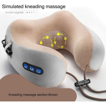Ltaol Electric Neck Massage Pillow, U Shape Rechargeable Adjustable Dual Movement Breathable Fabric 3D Memory Foam Intelligent Chip Control