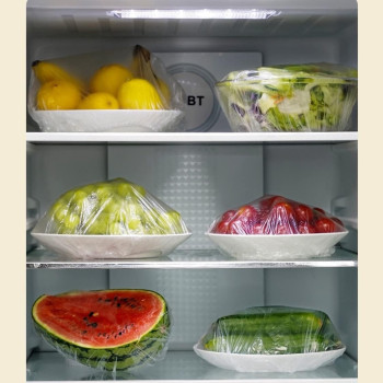 Fresh Keeping Bags Food Cover 100Pcs, Reusable Bowl Covers Stretch Lids For Containers, Elastic Storage Meal Prep Dish Plate Plastic Family Outdoor Picnic Transparent