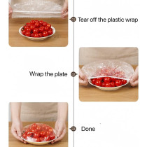Fresh Keeping Bags Food Cover 100Pcs, Reusable Bowl Covers Stretch Lids For Containers, Elastic Storage Meal Prep Dish Plate Plastic Family Outdoor Picnic Transparent