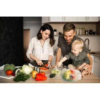 Fresh Keeping Bags Food Cover 100Pcs, Reusable Bowl Covers Stretch Lids For Containers, Elastic Storage Meal Prep Dish Plate Plastic Family Outdoor Picnic Transparent