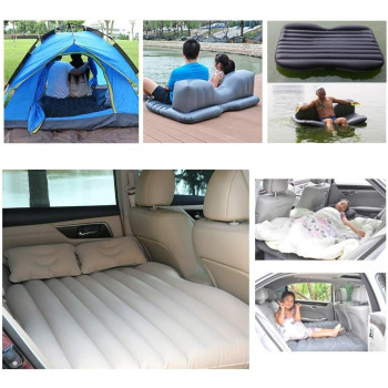 Car Travel Bed, Suv Air Mattresses Inflatable For Camping Children Rear Double Adjustable Sleeping Pad Airbed Seat Cover Cushion Flocking Cloth Mvp With Pump