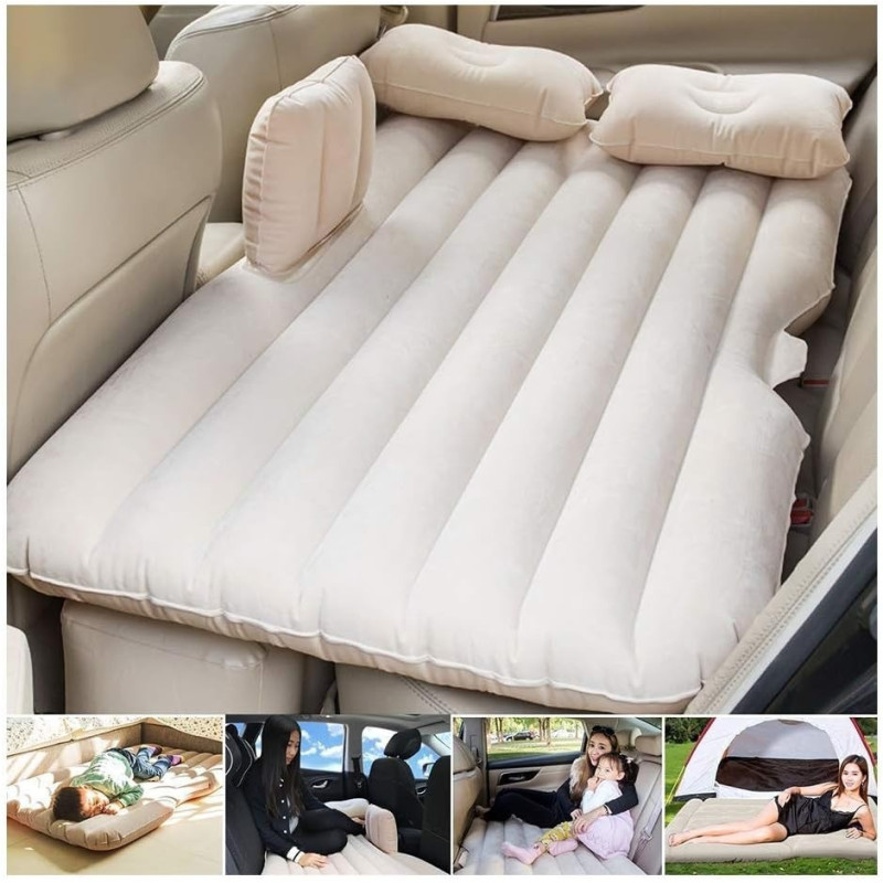 Car Travel Bed, Suv Air Mattresses Inflatable For Camping Children Rear Double Adjustable Sleeping Pad Airbed Seat Cover Cushion Flocking Cloth Mvp With Pump