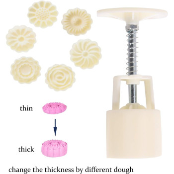 Lautechco Flower Mooncake Mold Hand Pressure Mould 1 Barrel 6 Stamps