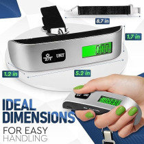 Luggage Scale, Digital Handheld Portable Hanging Baggage Scale For Travel, Suitcase Weight Scale With Rubber Paint Handle, Backlight Lcd Display, Temperature Sensor, 110Lb/50Kg, Battery Included