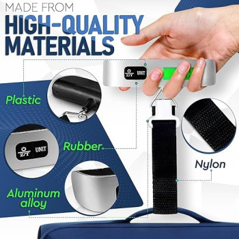 Luggage Scale, Digital Handheld Portable Hanging Baggage Scale For Travel, Suitcase Weight Scale With Rubber Paint Handle, Backlight Lcd Display, Temperature Sensor, 110Lb/50Kg, Battery Included