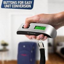 Luggage Scale, Digital Handheld Portable Hanging Baggage Scale For Travel, Suitcase Weight Scale With Rubber Paint Handle, Backlight Lcd Display, Temperature Sensor, 110Lb/50Kg, Battery Included