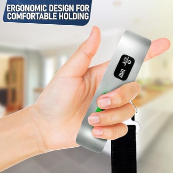 Luggage Scale, Digital Handheld Portable Hanging Baggage Scale For Travel, Suitcase Weight Scale With Rubber Paint Handle, Backlight Lcd Display, Temperature Sensor, 110Lb/50Kg, Battery Included