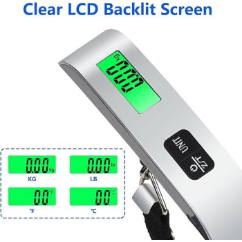 Vigind Digital Luggage Scale, Suitcase Scale With Temperature Sensor And 110 Pound Capacity Hanging Luggage Weight Scale For Travel, Battery Included