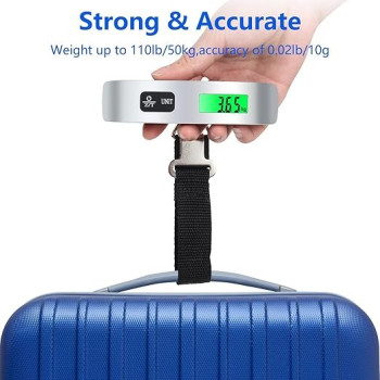 Vigind Digital Luggage Scale, Suitcase Scale With Temperature Sensor And 110 Pound Capacity Hanging Luggage Weight Scale For Travel, Battery Included