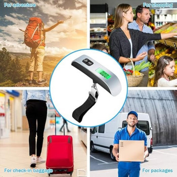 Vigind Digital Luggage Scale, Suitcase Scale With Temperature Sensor And 110 Pound Capacity Hanging Luggage Weight Scale For Travel, Battery Included