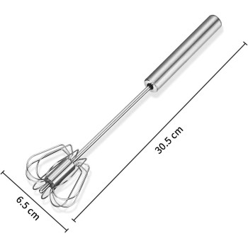 Exv Stainless Steel Semi-Automatic Egg Whisk 12 Inch, Hand Push Egg Beater Mixer Blender For Kitchen Cooking