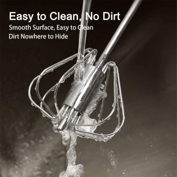 Exv Stainless Steel Semi-Automatic Egg Whisk 12 Inch, Hand Push Egg Beater Mixer Blender For Kitchen Cooking