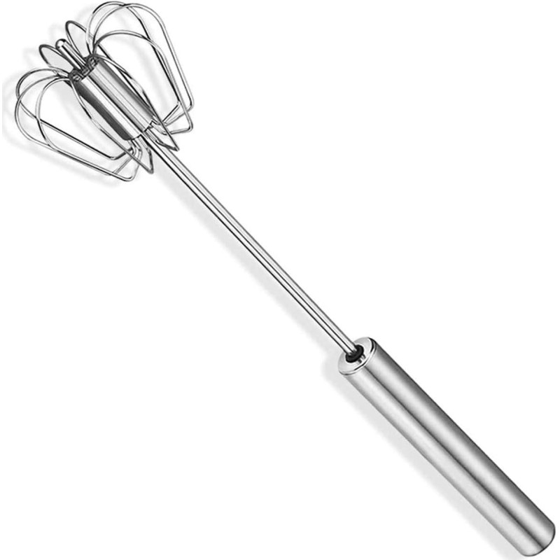Exv Stainless Steel Semi-Automatic Egg Whisk 12 Inch, Hand Push Egg Beater Mixer Blender For Kitchen Cooking
