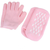 Reusable Silicone Socks And Glove Set For Dry Cracked Skin, Pink