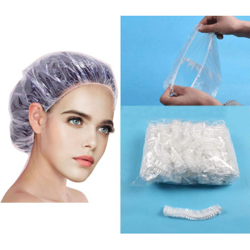Smilee Hotsuae Shower Cap Disposable, Thickening Women Waterproof Shower Caps, Clear, 100 Pcs