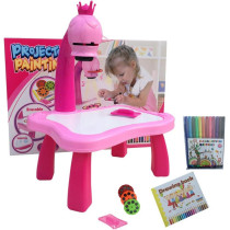 Fahionswanae Child Learning Desk With Smart Projector Kids Painting Table Toy With Light Music Children Educational Tool Drawing Table, Pink