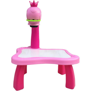 Fahionswanae Child Learning Desk With Smart Projector Kids Painting Table Toy With Light Music Children Educational Tool Drawing Table, Pink