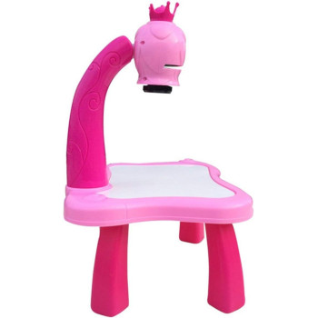 Fahionswanae Child Learning Desk With Smart Projector Kids Painting Table Toy With Light Music Children Educational Tool Drawing Table, Pink