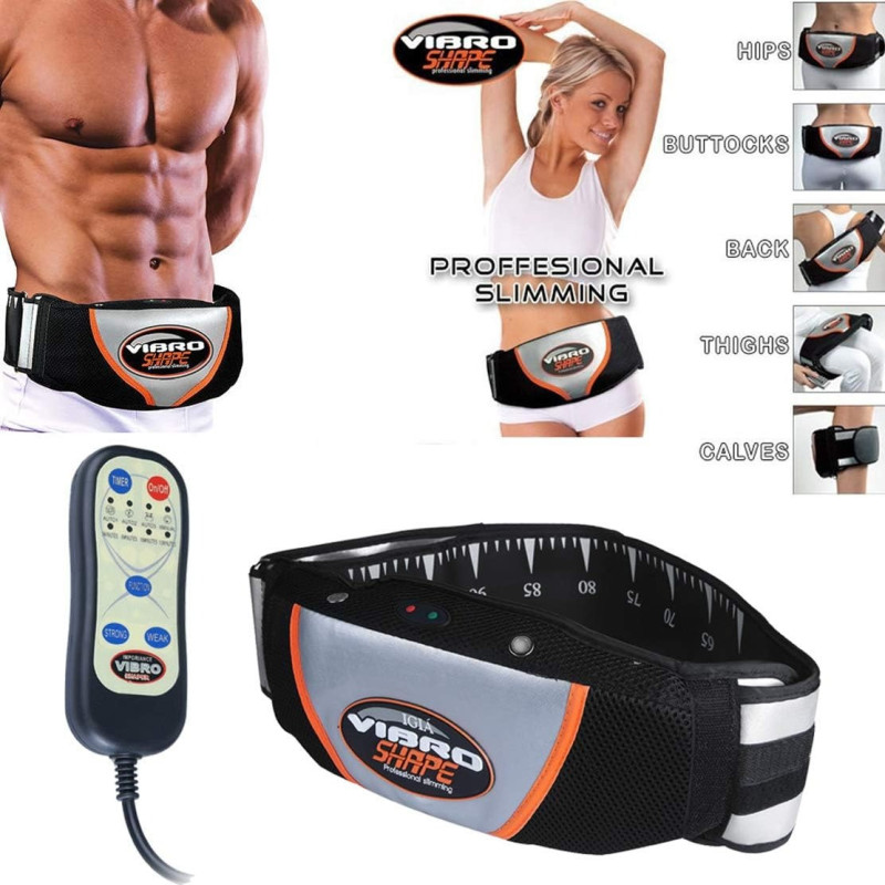 Vinteky Slimming Vibro Shape Professional Vibration Tone Body Belt Tummy Massager Weight Loss, Black