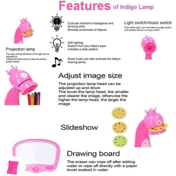Indigo Drawing Projector For Kids With Light Music, Smart Projection Painting Set, Child Educational Learning Toys, Pink