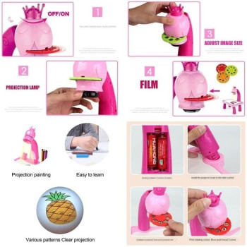 Indigo Drawing Projector For Kids With Light Music, Smart Projection Painting Set, Child Educational Learning Toys, Pink