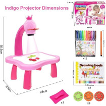 Indigo Drawing Projector For Kids With Light Music, Smart Projection Painting Set, Child Educational Learning Toys, Pink
