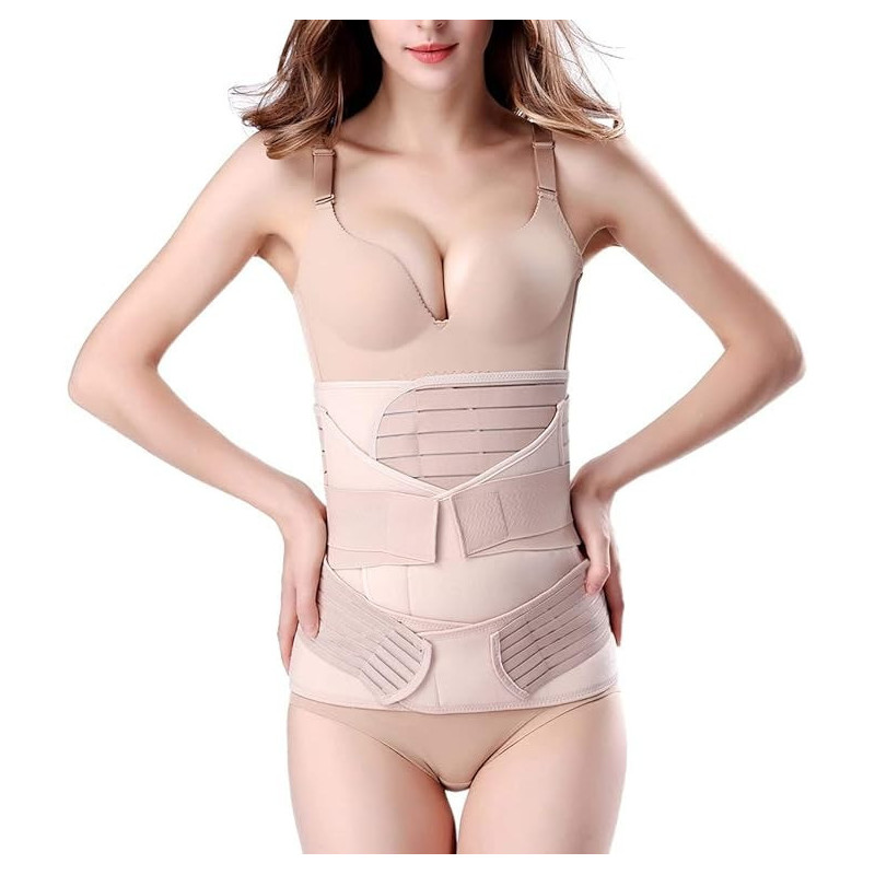 3 In 1 Postpartum Girdle Support Recovery Belly Band Corset Wrap Body Shaper For After Birth Postnatal C-Section Waist Pelvis Shapewear Wrap Girdle Support Band Belt Body Shaper